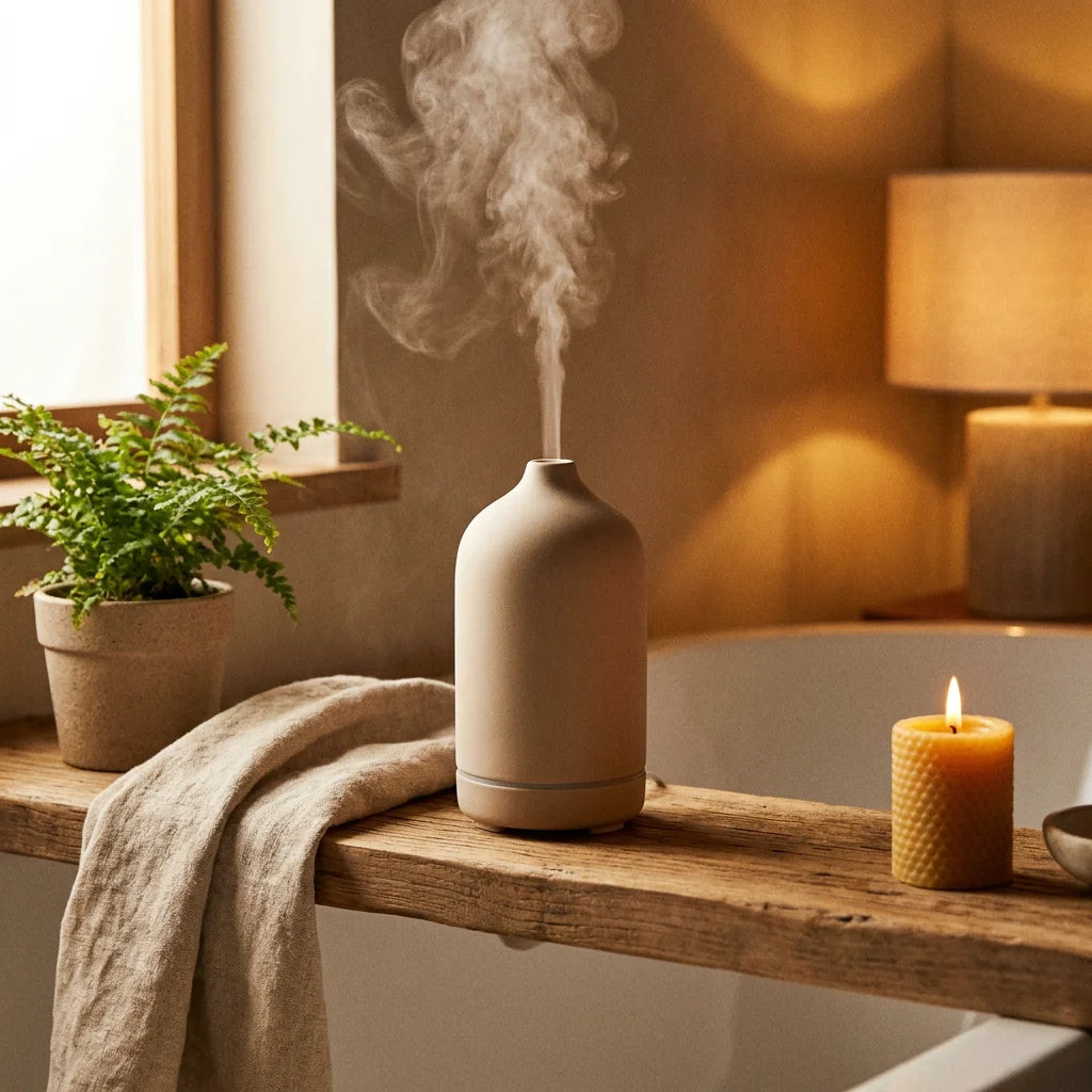 Diffuseur de parfum d'ambiance design minimaliste pour un refuge sensoriel Ambre & Volute