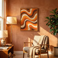 Tableau art mural abstrait ondes oranges et terracotta style rétro années 70 Ambre & Volute